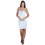 Jaune Marble White Print on Solid Sky Blue - Slip Dress
