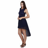 Midnight Blue Lace Hi-Lo Dress