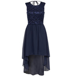 Midnight Blue Lace Hi-Lo Dress