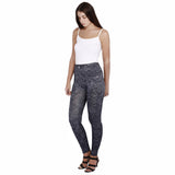 Jaune Blue Denim Style Abstract Wash Print Leggings
