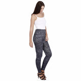 Jaune Blue Denim Style Abstract Wash Print Leggings
