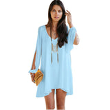 Jaune Viva La Beach Long Hi-Lo Tunic Top - Sky Blue