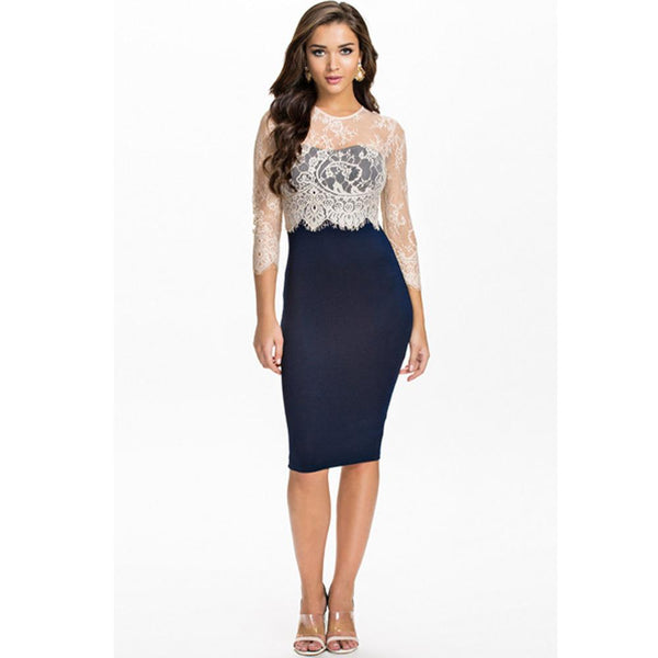 Jaune Lace Affair Midnight Blue Dress
