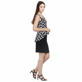 Jaune Chevron Print Soft Rfuffle Sleeveless Peplum Dress
