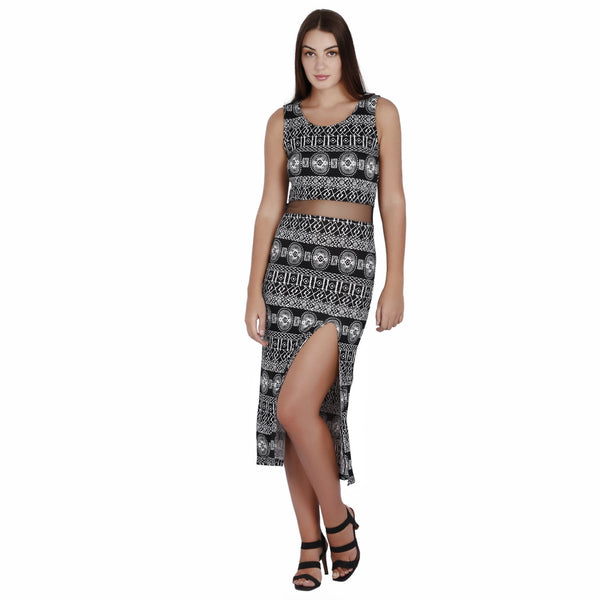 Jaune Multilayer Aztec Print Cut-out Maxi dress