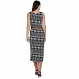 Jaune Multilayer Aztec Print Cut-out Maxi dress