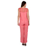 Jaune Pink Color Chiffon Jumpsuit