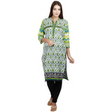 Jaune Green Foulard Printed White Kurta