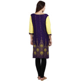 Jaune Purple Arabesque Floral Printed Kurta