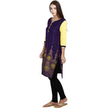 Jaune Purple Arabesque Floral Printed Kurta