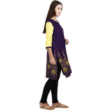 Jaune Purple Arabesque Floral Printed Kurta