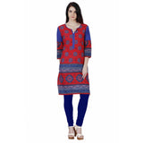 Jaune Red and Blue Festive Arabesque Motifs Printed Kurta