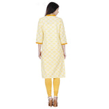 Jaune Yellow and Orange Calico Print Cream Kurta