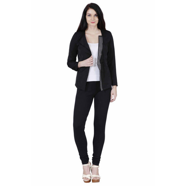 Jaune Detachable Glitzy Lapel Black Blazer