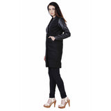 Jaune Faux Leather and Cotton Blend Double Breasted Trench Coat