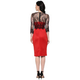 Jaune Lace Affair Rose Red Bodycon Dress