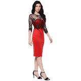 Jaune Lace Affair Rose Red Bodycon Dress