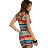 Jaune Aztec Print Bodycon Multicolor Dress - Special Edition