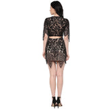 Jaune Hi Low Black Premium Lace Leaflets Dress