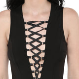 Jaune Black Criss Cross Bodysuit
