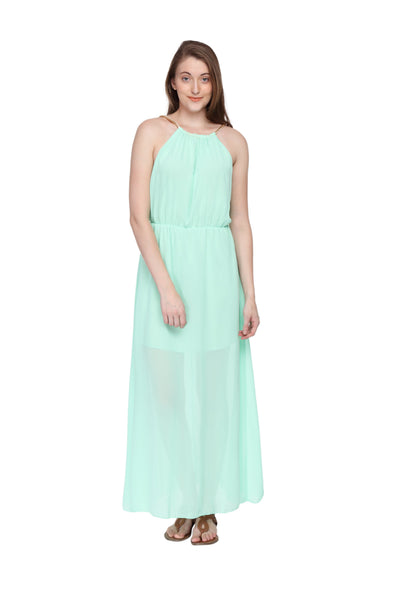Jaune Summer Alexendria Bannett Collection -  Boho Over the Ocean Solid Green Maxi Dress