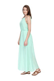 Jaune Summer Alexendria Bannett Collection -  Boho Over the Ocean Solid Green Maxi Dress