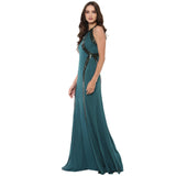 Jaune Paris Shimmer Sequin Halter Empire Gown - Blue  Green