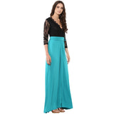 Jaune Paula Ocean Green Designer Lace A Line Gown