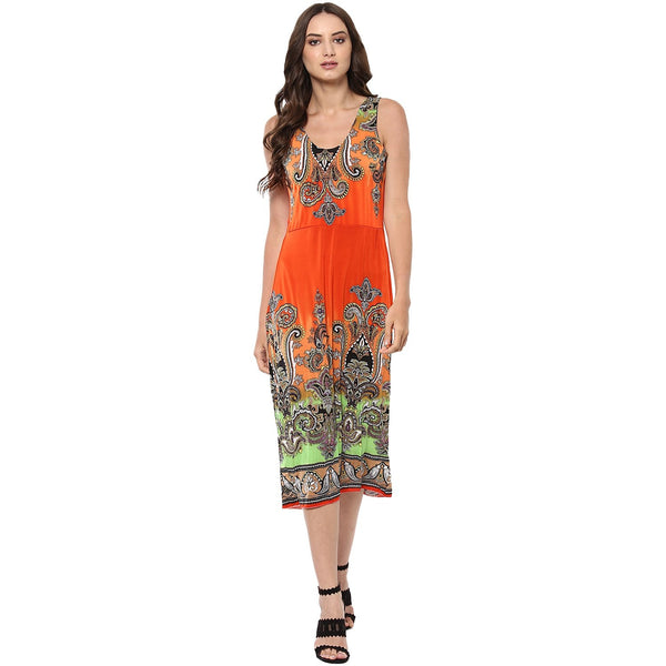 Jaune Tribal Texture Multicolor Midi Dress